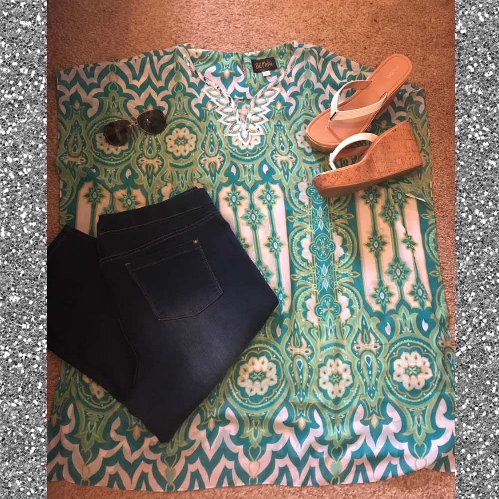 Sheer Tunic with Sequin and Bead Details XL